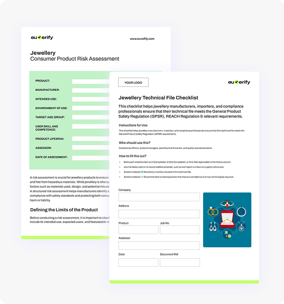 Jewellery - Compliance Risk Assessment Template and Technical File Checklist (EU &UK)