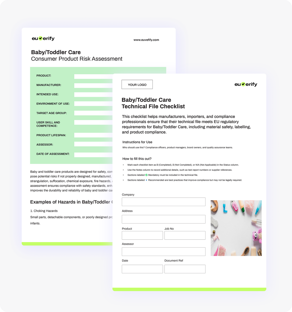 Baby/Toddler Care Compliance Pack - Risk Assessment & Technical File ...