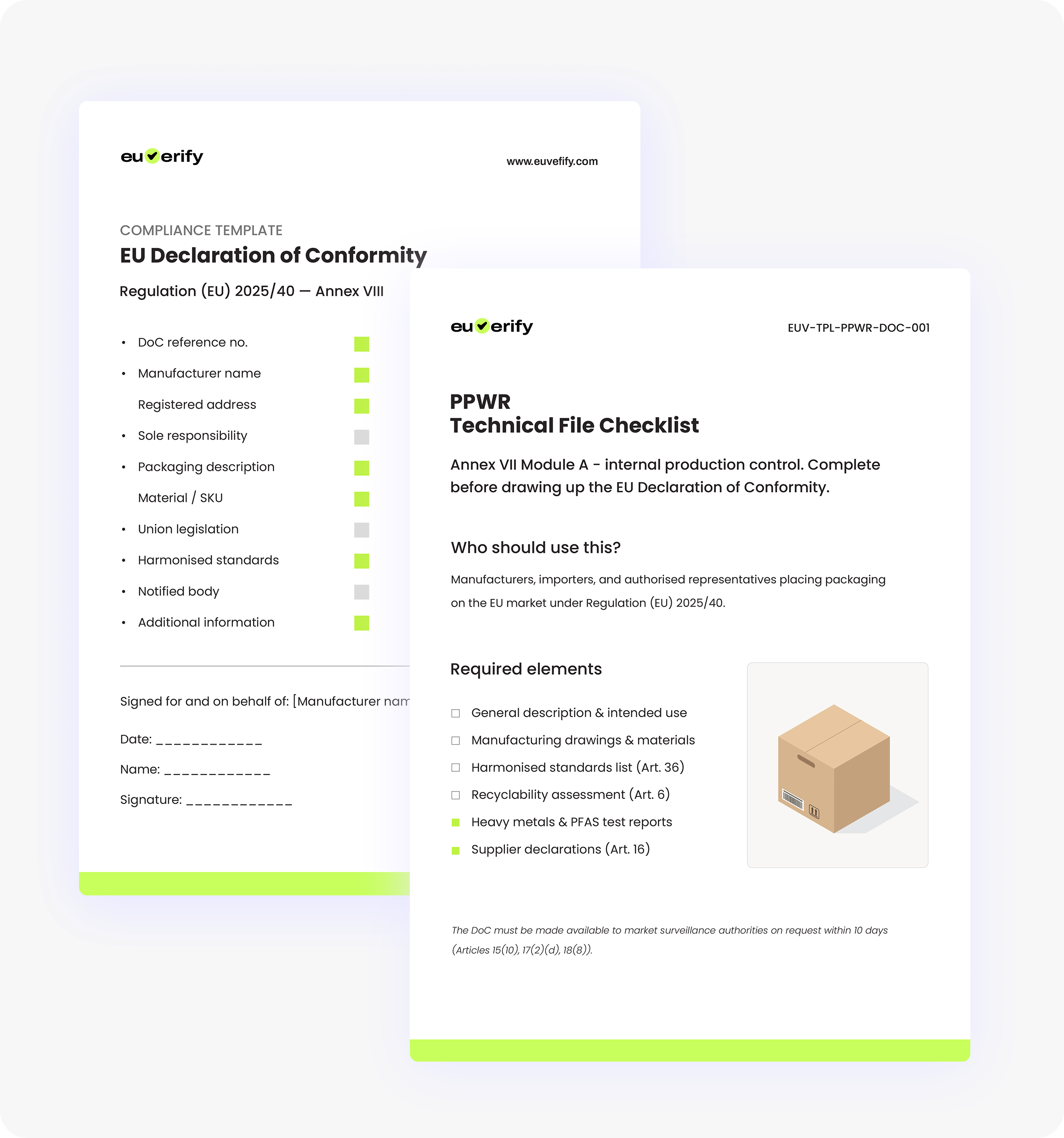 EU Declaration of Conformity Template for Packaging — PPWR (Regulation ...